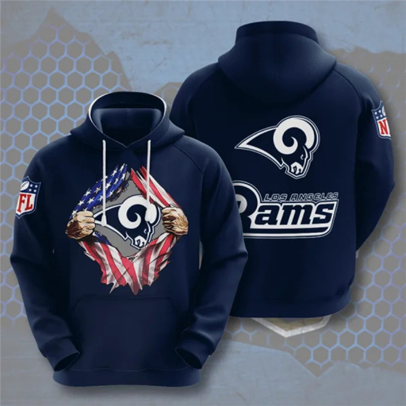 Men's Los Angeles Rams Navy NFL 3D Trending T-Shirt Hoodie